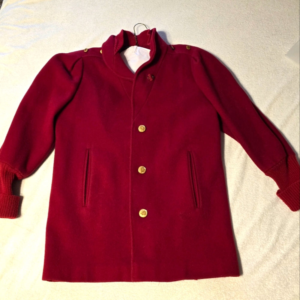 Vintage Made in USA Portrait Petite red 90% wool coat